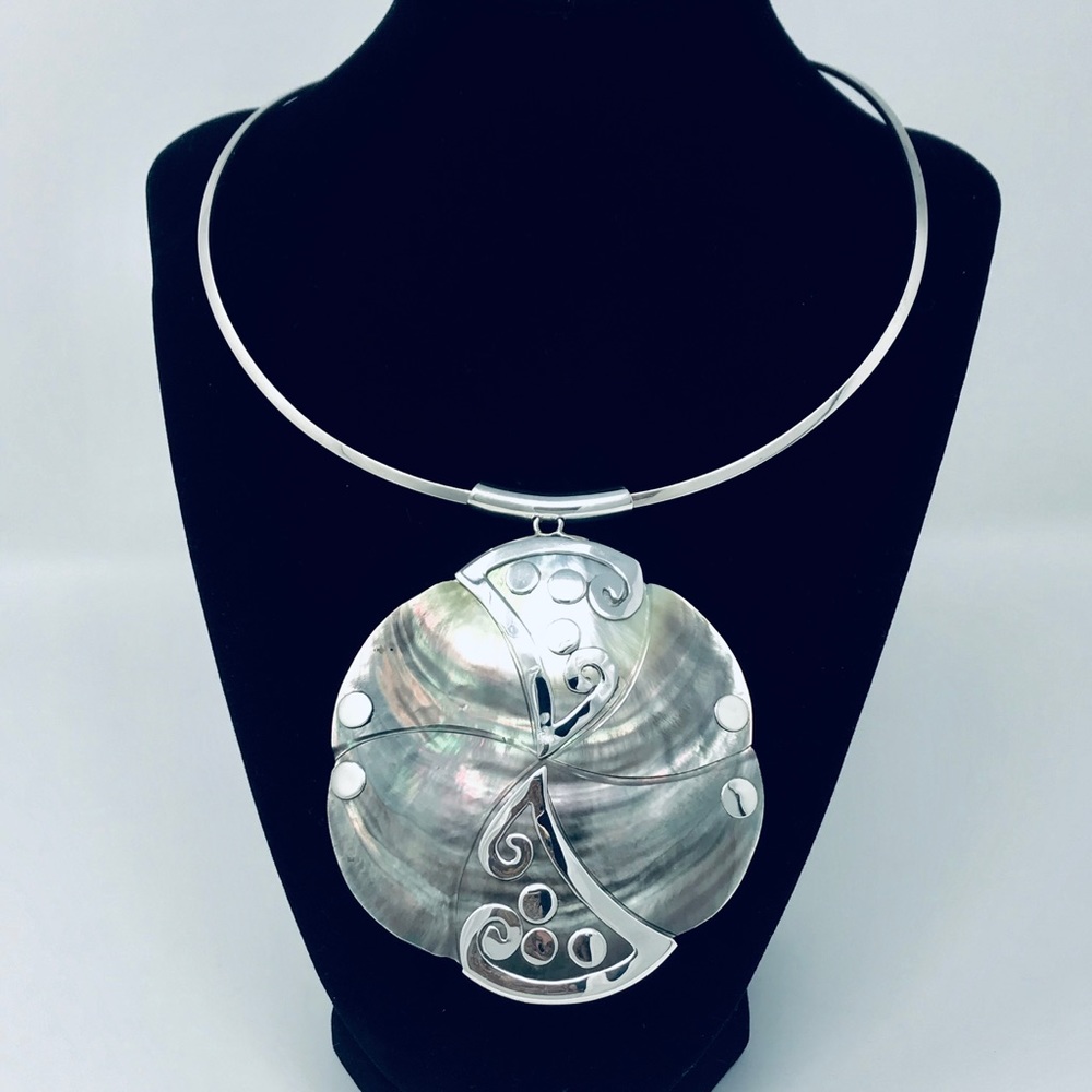 Mother of Pearl Shell Sterling Silver Pendant
